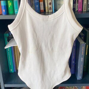 White Wild Fable Low Back Thong Bodysuit